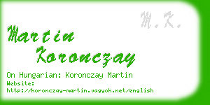 martin koronczay business card